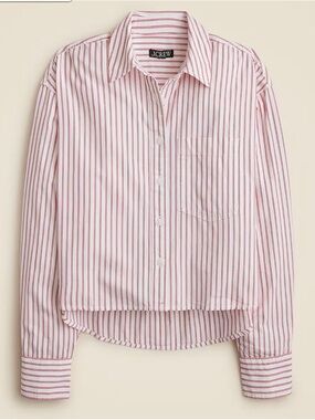 J. Crew NWT size L - Étienne cropped button-up shirt in white vintage red stripe
